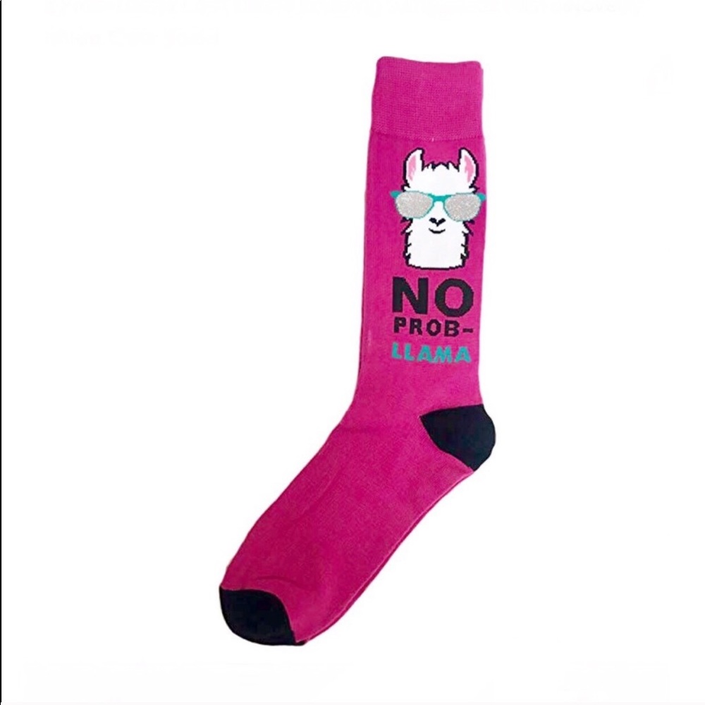 Novelty fun socks - “No Prob Llama” magenta - Picture 3 of 7